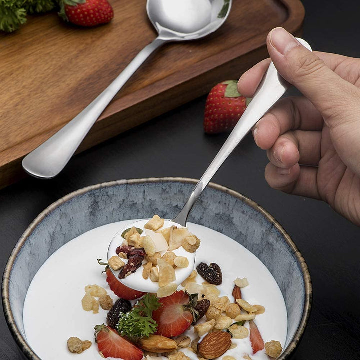 Soup Spoons Set 12 Pcs Premium Stainless Steel Dinner Spoons Heavy-Weight Durable Round Spoons Flatware Set