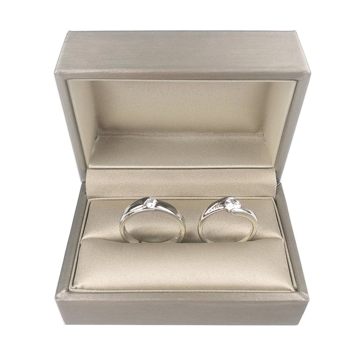 Gold Bearer Ring Box – Premium PU Leather Double Rings Box for Wedding Engagement Gift Box