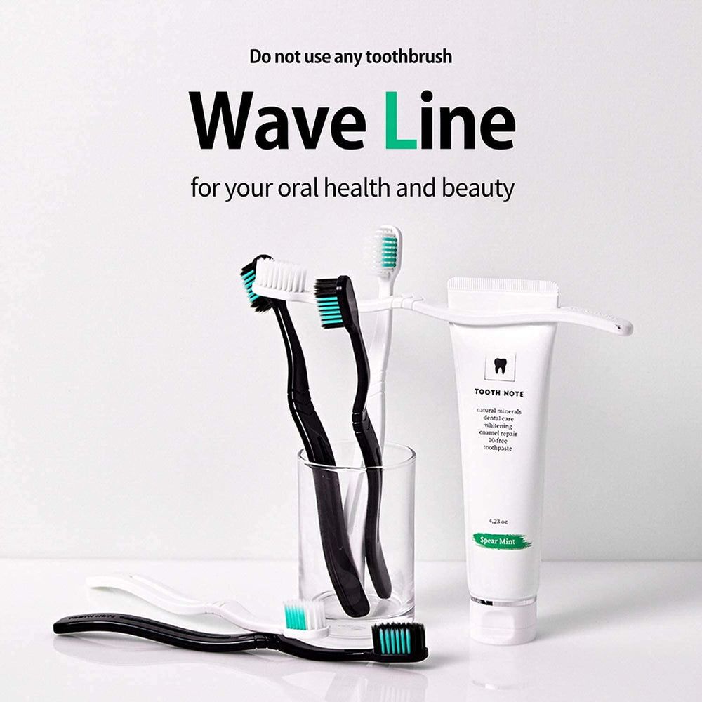 TOOTHNOTE Premium Toothbrush Wave Line, Black & Whi