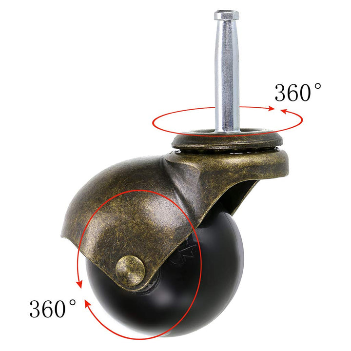 1.5 Inch Ball Caster Stem Caster Wheel with Sockets, Vintage Antique Swivel Caster for Furniture, Sofa, Wood Chair, Cabinet, Pack of 4