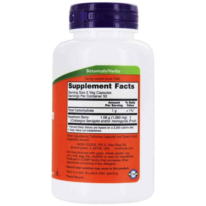 NOW Hawthorn Berry 540mg, 100 Veg Capsules (Pack of 4)