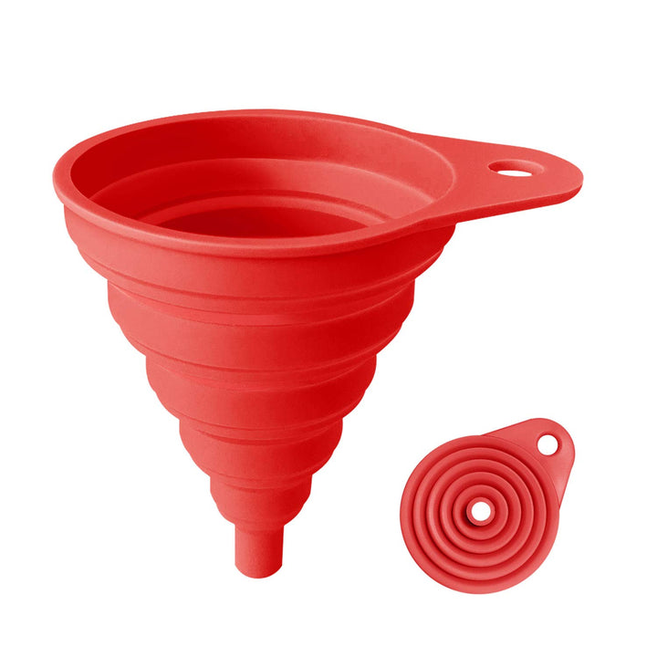 Funnels for Kitchen Use, Food Grade Silicone Collapsible Kitchen Funnel (Red)