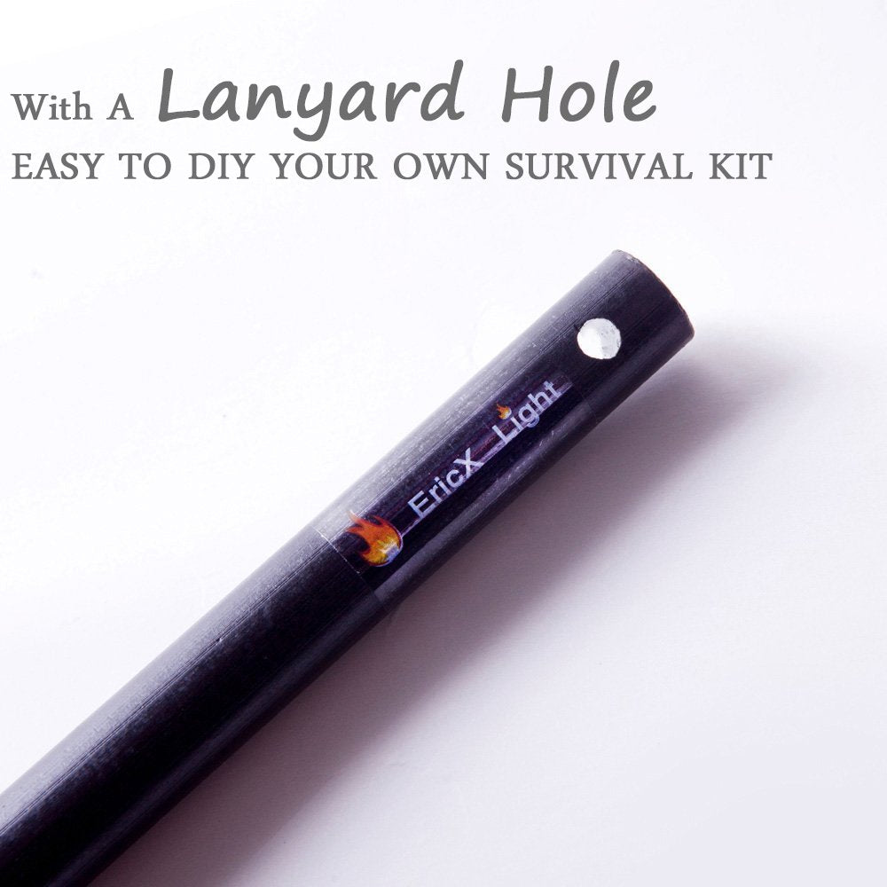 2 PCS 1/2 Inch X 6 Inch Ferrocerium Rod Flint Fire Starter, Super Thick Rod Provide You A Decent Shower of Sparks, Drilled A Lanyard Hold Great for DIY Your Own Survival Kit