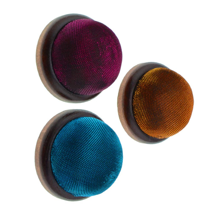 Exceart 3PCS Wrist Pin Cushion with Wooden Bottom Cotton Sewing Pin Cushions Needles Pincushions for Handy Needlework DIY Craft