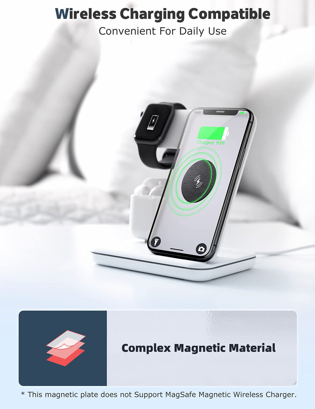 Magnetic Phone Mount Metal Plate, Wireless Charging Compatible Phone Magnet Sticker for Magnetic Phone Holder for Car [Round Medium Size] [2.1 inch Diameter] [2-Pack]
