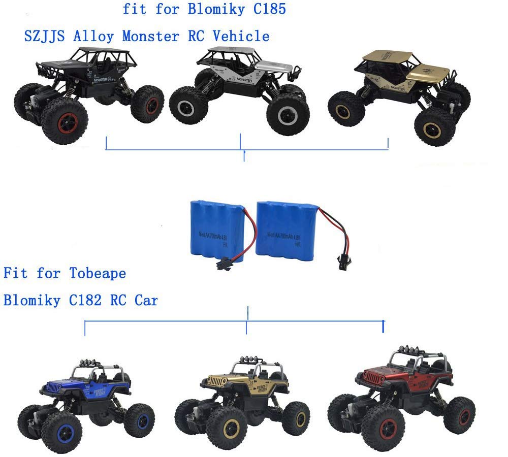 2 Pack 4.8V 700mAH Ni-Cd Battery Pack and 2 USB Charger Cable for SY-E511 RC Excavator C181 C182 C185 1/18 Scale RC Truck C181 Battery &amp; USB 2