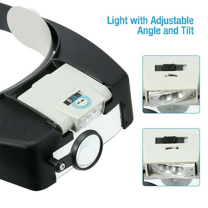 Head Magnifier Jewelers with LED Light Illuminated Helm