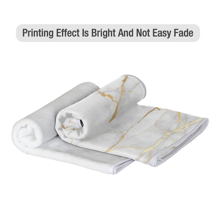 Gold Marbling Hand Towel - Soft, Absorbent, Quick Dry, 15 x 30inch, Polyester &amp; Cotton, Bathroom, Kitchen, Beach, Spa, Gym, Outdoor Sports