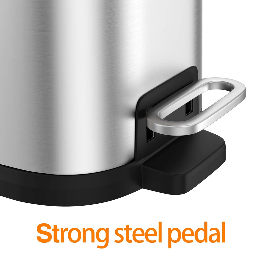 15 Liter/4 Gallon Trash Can with Soft Close Lid,Stainless Steel Trash Can with Removable Wastebasket, Step Trash Can for Bathroom,Kitchen,Office (Silver)