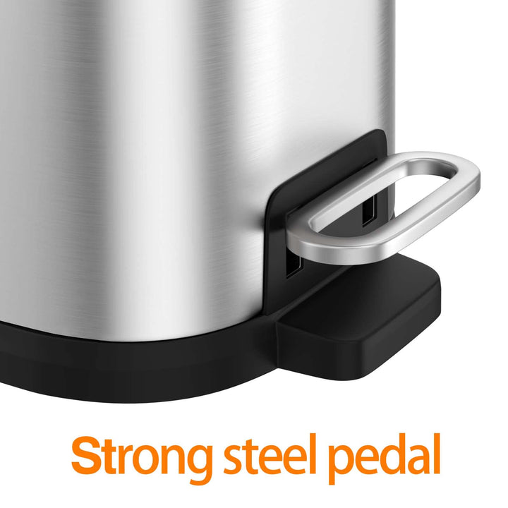 15 Liter/4 Gallon Trash Can with Soft Close Lid,Stainless Steel Trash Can with Removable Wastebasket, Step Trash Can for Bathroom,Kitchen,Office (Silver)
