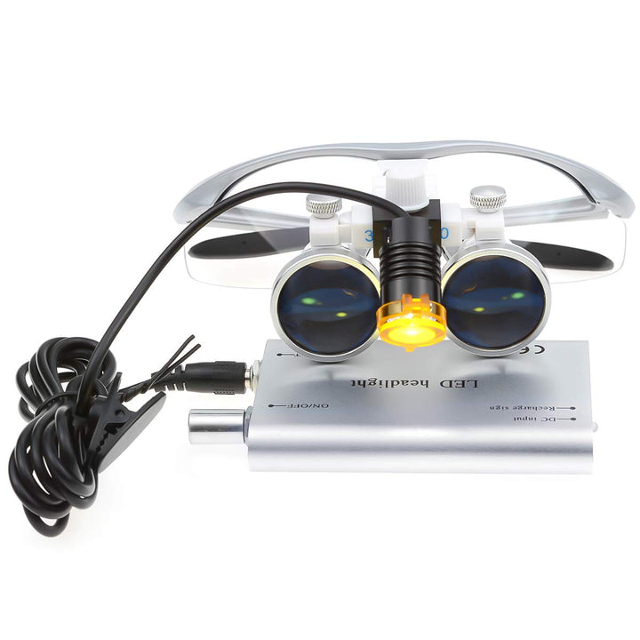 Surgical Binocular Loupes Optical Glass Loupe 3.5x420mm with LED Head Light Lamp