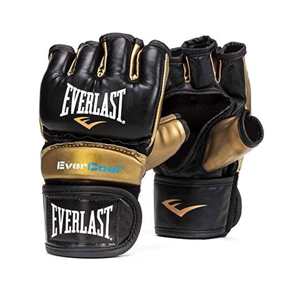 Everstrike M/L Light Bag MMA Grappling Training Gloves, Black and Gold