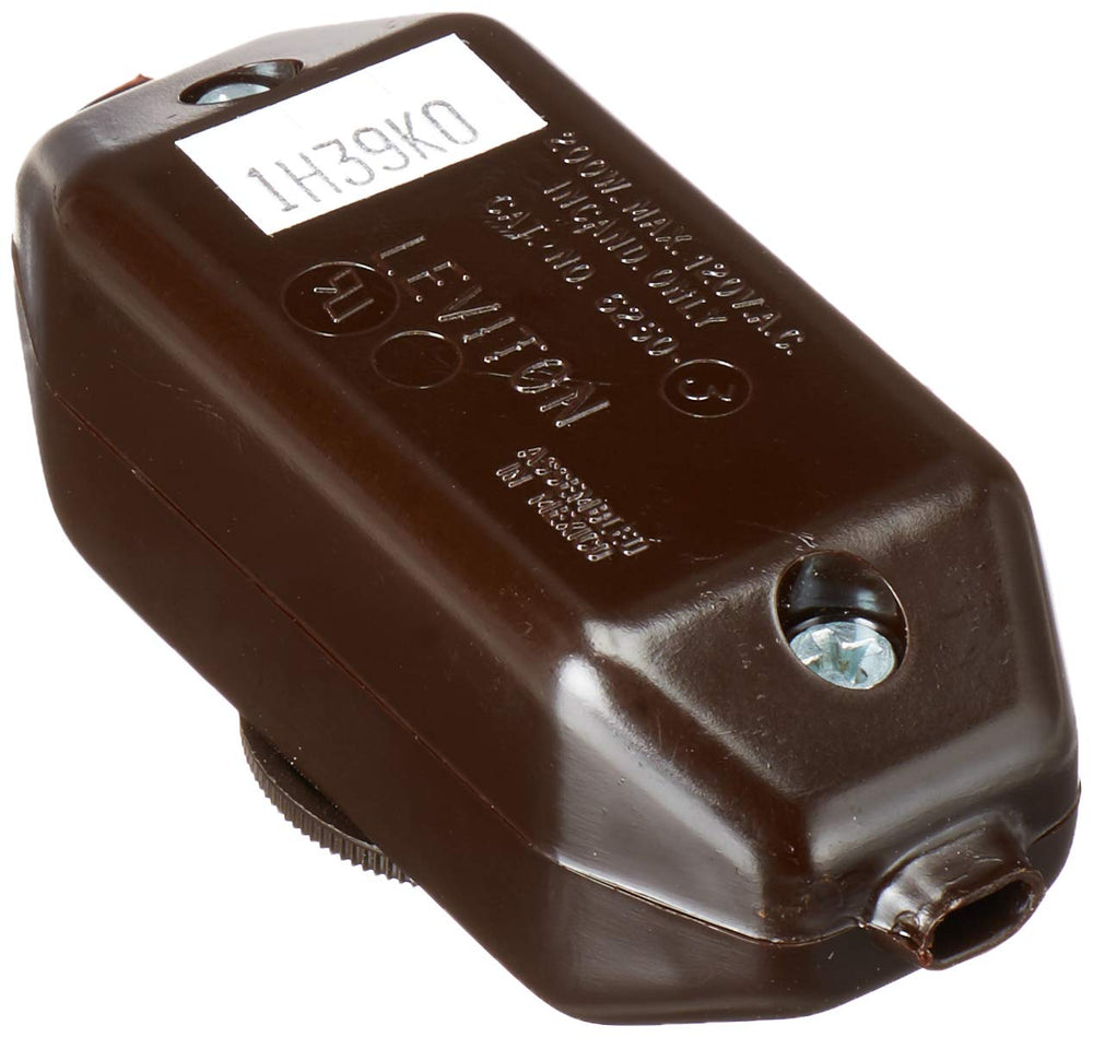 6250-3 200W Incandescent Feed-Through Full Range Lamp Cord Dimmer, Single-Pole, Brown