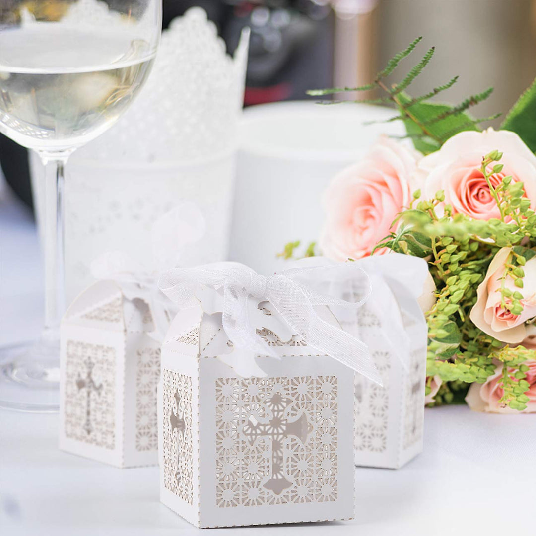 LEMESO Laser Cut Favor Boxes, 2x2x2in Small Gift Boxes 
