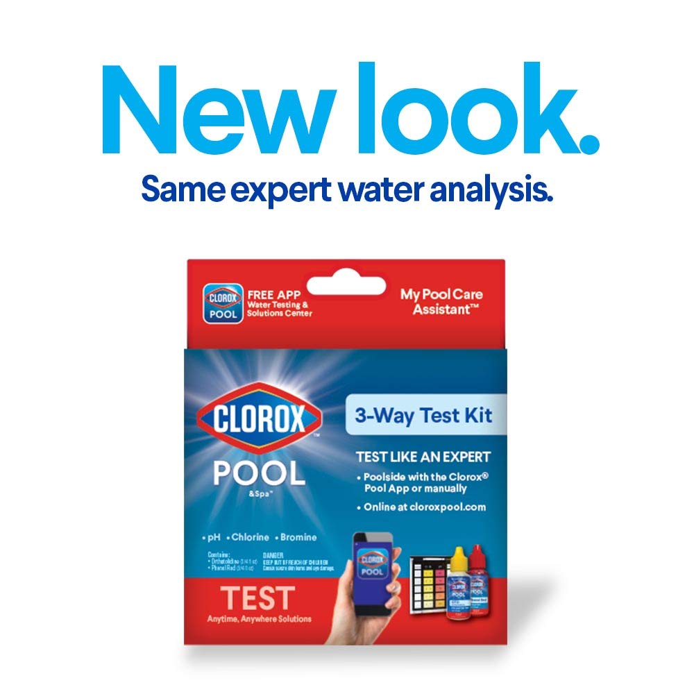 Clorox® Pool&Spa™ Swimming Pool 3-Way Water Test Kit, Accurately Measures Bromine, Chlorine and pH Levels (Pack of 1)