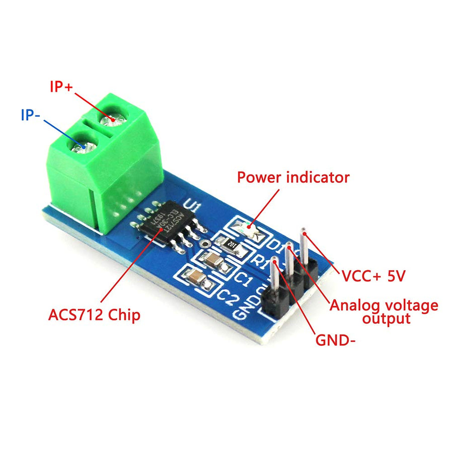 WayinTop 2pcs ACS712 Hall Effect Current Sensor Module 