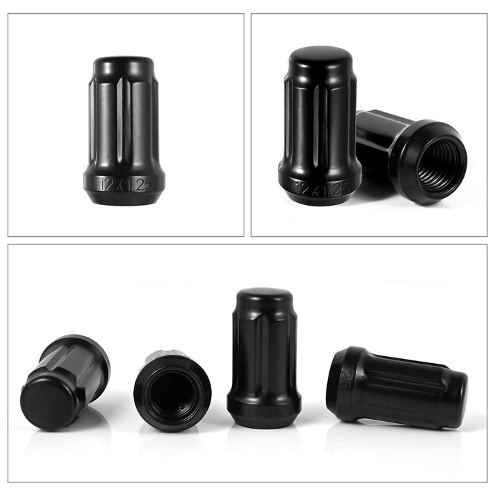 Black M12x1.25 Spline Lug Nuts, 20PK 12X1.25 Lug Nuts 1.38&#39;&#39; Tall Cone Seat One Socket for G35 G37 Su-baru Outback Forester Nissan Sentra 350Z Altima Rogue Maxima Juke Xterra Aftermarket Wheels