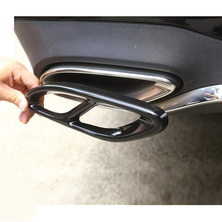 Car Exterior Exhaust Pipe Mufflers Cover Rear Bumper Cylinder Exhaust Pipe Decorate Cover for Mercedes-Benz A B C E CLA GLC GLE GLS Class W205 W213 X253 (Black)