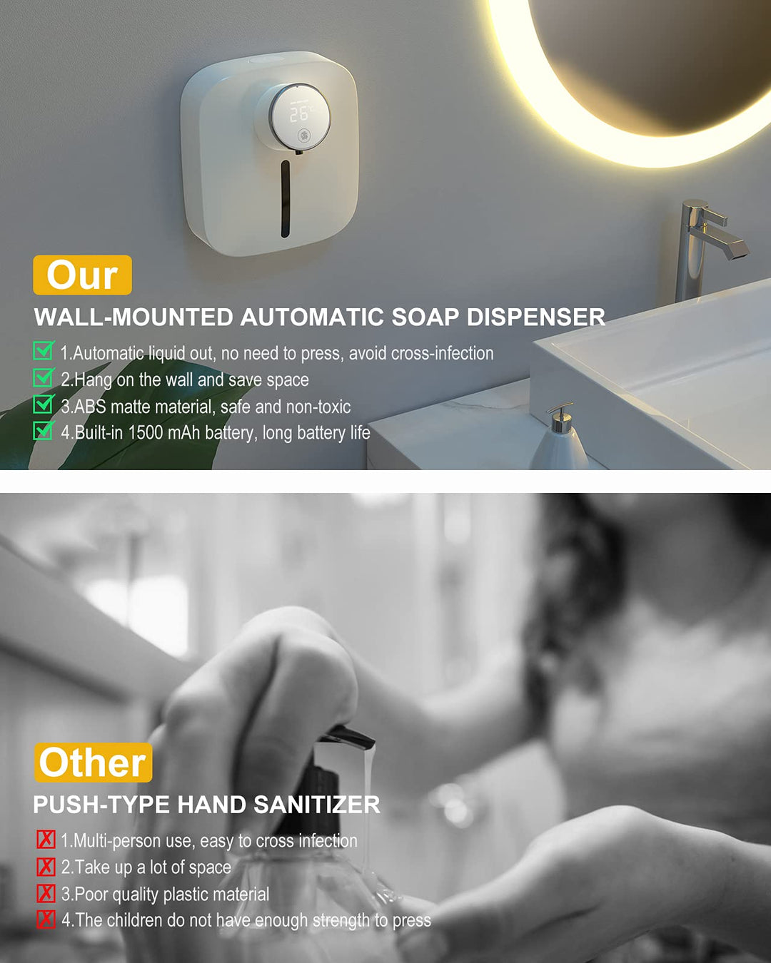 LAND CAST 10.82oz/320ml Automatic Soap Dispenser, Touchless Soap Dispenser, Foaming Soap Dispenser,IPX4 Waterproof Liquid Soap Dispenser for Kitchen Sink Bathroom Hotel Restaurant (Blue)