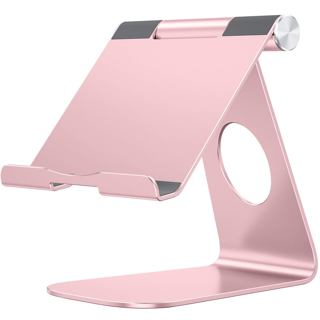 Tablet Stand Holder Adjustable, T1 Desktop Aluminum Tablet Dock Cradle Compatible with iPad Air/Mini, iPad 10.2/9.7, iPad Pro 11/12.9, Samsung Tab and More, Rose Gold
