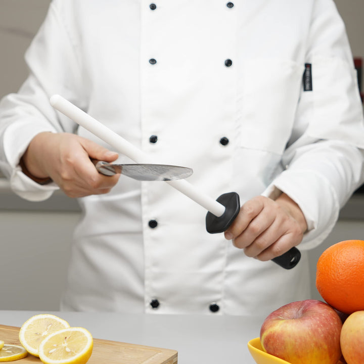 118N Professional Ceramic Sharpening Fine Honing Rod Steel Kitchen Knife Sharpener Stick, With Anti-Breaking Cap