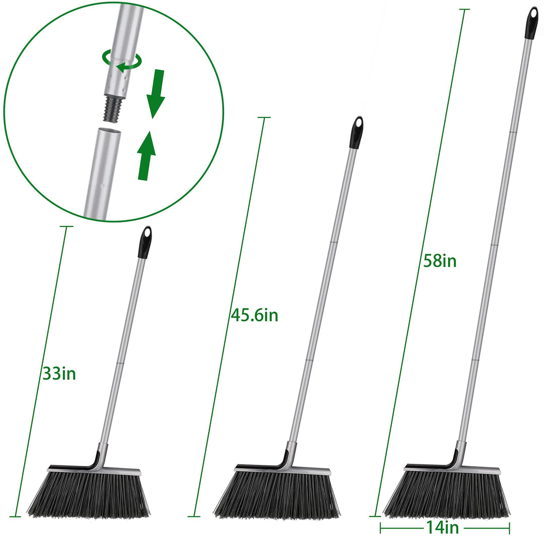 Indoor/Outdoor Broom for Floor Cleaning with 58 inch Lo