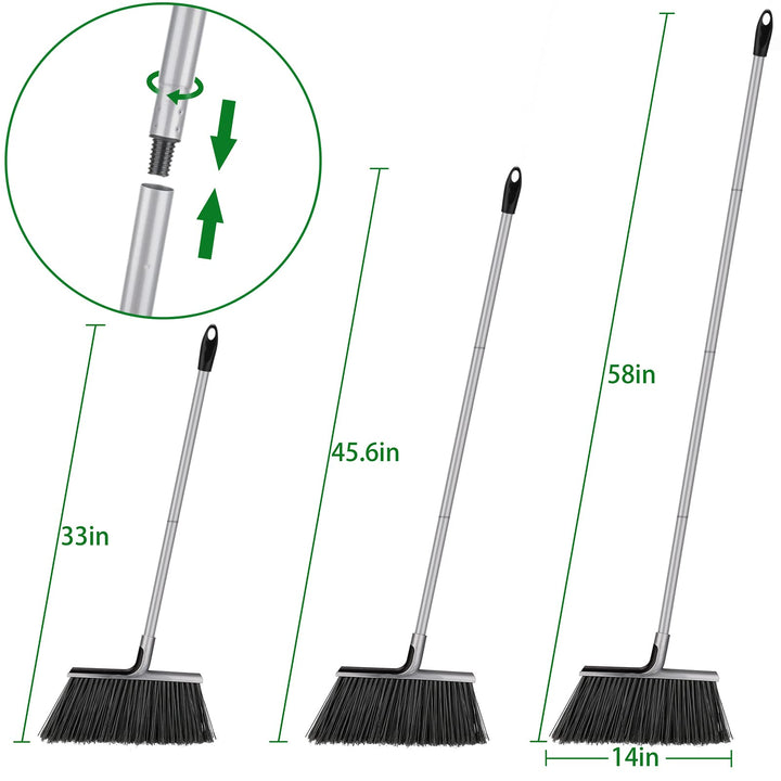 Indoor/Outdoor Broom for Floor Cleaning with 58 inch Lo