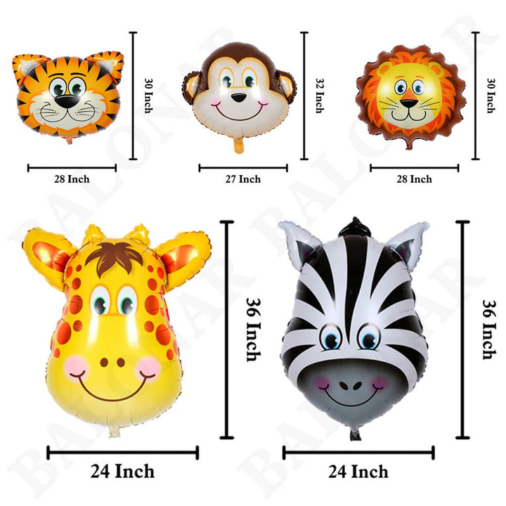5pcs 32 Inch Tiger Lion Zebra Monkey Graffe Foil Balloons Animal Balloons for Child Birthday Party Supplies Cute Baby Shower Decorations