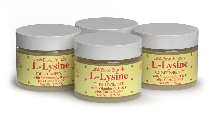 - L-Lysine Ointment - 0.875 oz - Lysine Cold Sore Treatment and Blister Relief - Soothes Lips – 4 Pack