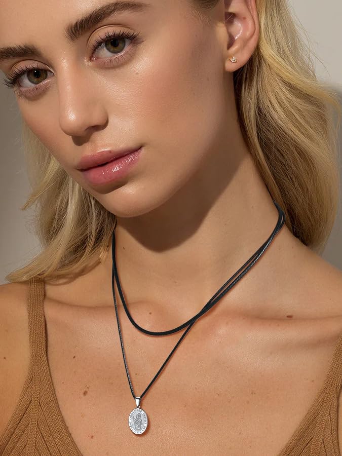 Black Necklace for Men Small Chain 28inch Long Necklaces Cord Necklace