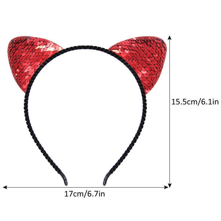 Beinou Reversible Sequin Cat Ears Headband Shiny Cat Ear Hair Hoops Cute Bling Kitty Hairband Hair Accessories for Women Girls Daily Wearing and Party Decoration, 8 pcs