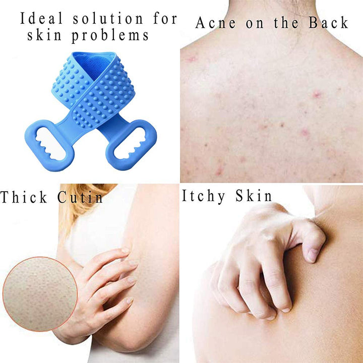 2 Pack Silicone Back Scrubber for Shower,Exfoliating Lengthen Bath Body Brush,Easy to Clean Lathers Well Eco Friendly, Long 29in(pink and blue)