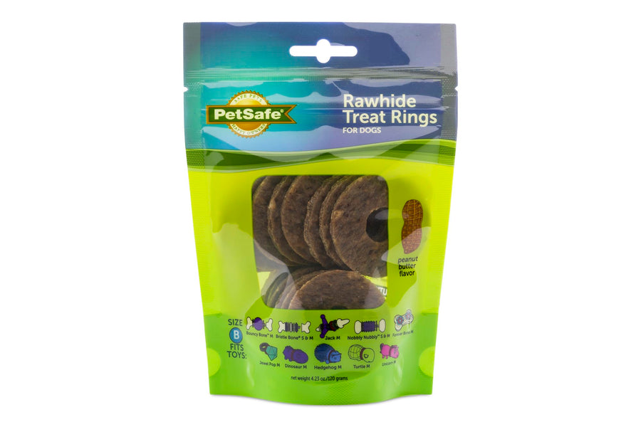 ® Natural Rawhide Treat Ring Refills, Size B, Peanut Butter Flavor, Replacement Treats Busy Buddy Treat Ring Holding Toys