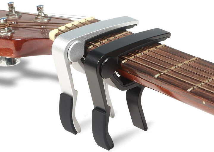 Guitar capo for 6 String Steel Acoustic and Electric Guitars with 5 Picks for Free,Silver