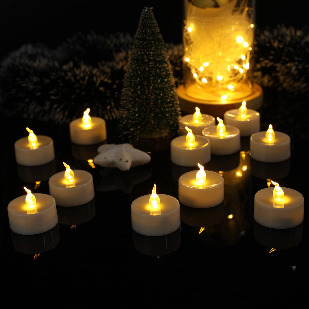 LED Tea Light, Flameless Flickering Tealight with Remote Control, Long Lasting Battery Operated LED Tealight Candle for Seasonal &amp; Festival Celebration Pack of 12
