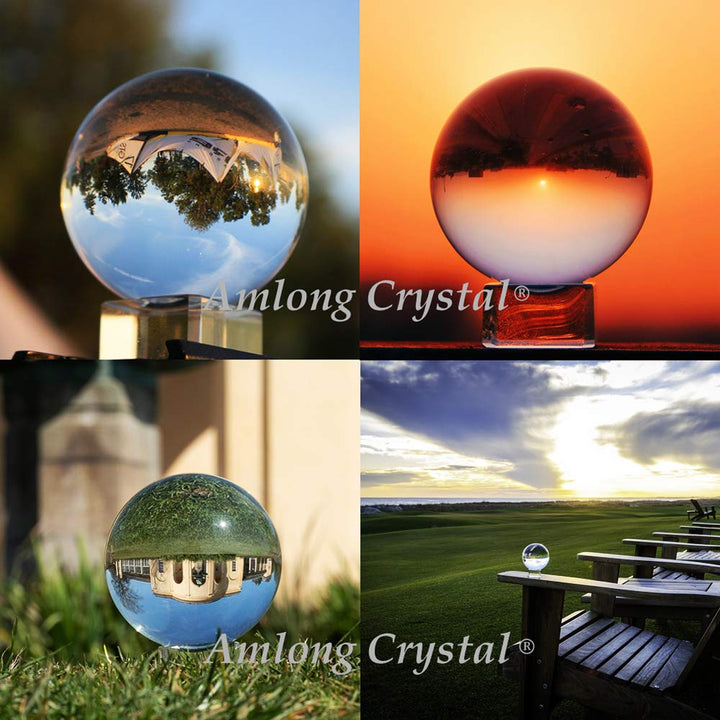 Meditation K9 Crystal Ball 3.25 inch (80mm) Diameter for Photography, Lensball, Decorative Ball with Free Crystal Stand and Gift Box, Clear