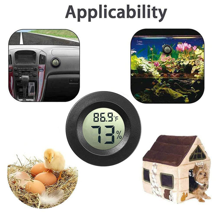 2 Pack Mini Digital Hygrometer Thermometer Gauge, Indoor Outdoor Temperature Humidity Meter for Greenhouse Humidors Incubators Reptile Terrarium Jars, Fahrenheit () or Celsius() (2)