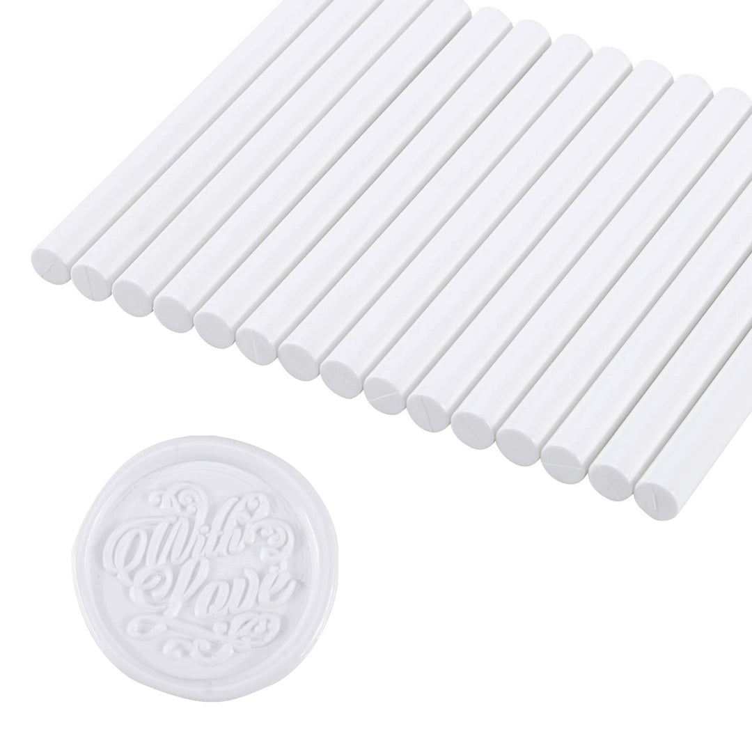 15 Pieces Pearl White Glue Gun Sealing Wax Sticks for Wax Seal Stamp, Great for Wedding Invitations, Cards, Envelopes