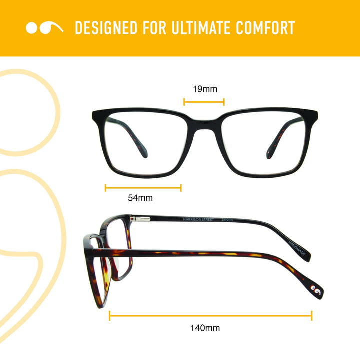 Harrison Street Blue Light Reading Glasses, Handmade Scratch Resistant Readers for Women and Men, Crystal - 1.25x