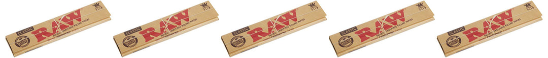 RAW Classic King Size Slim Rolling Paper, Brown, 5 Coun