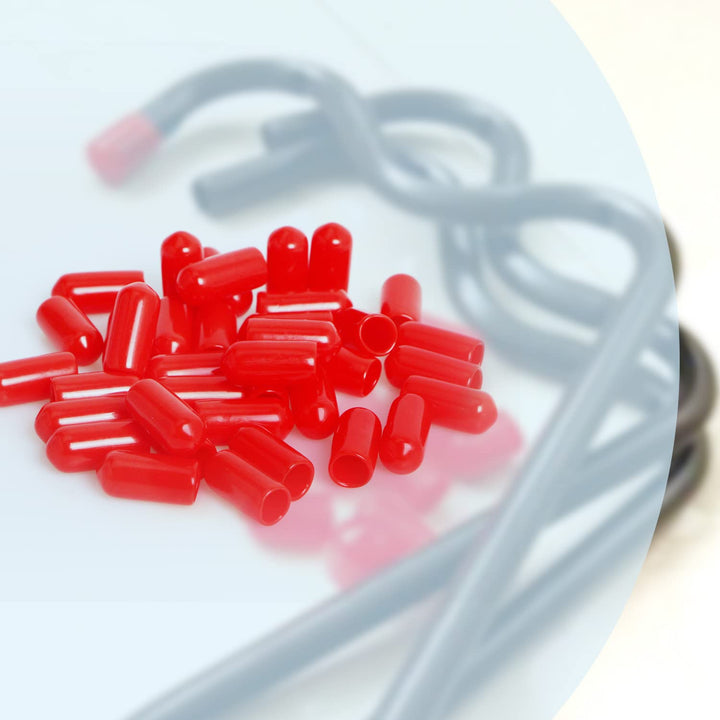 Rubber Round End Cap Cover 0.67 Inch (17mm) Screw Thread Protectors PVC Flexible Tubing Pipe Protective Bolt Screw Thread Protector Safety Cover | for Pipe Post Tubing Rod Cover 20 Pcs (Red)