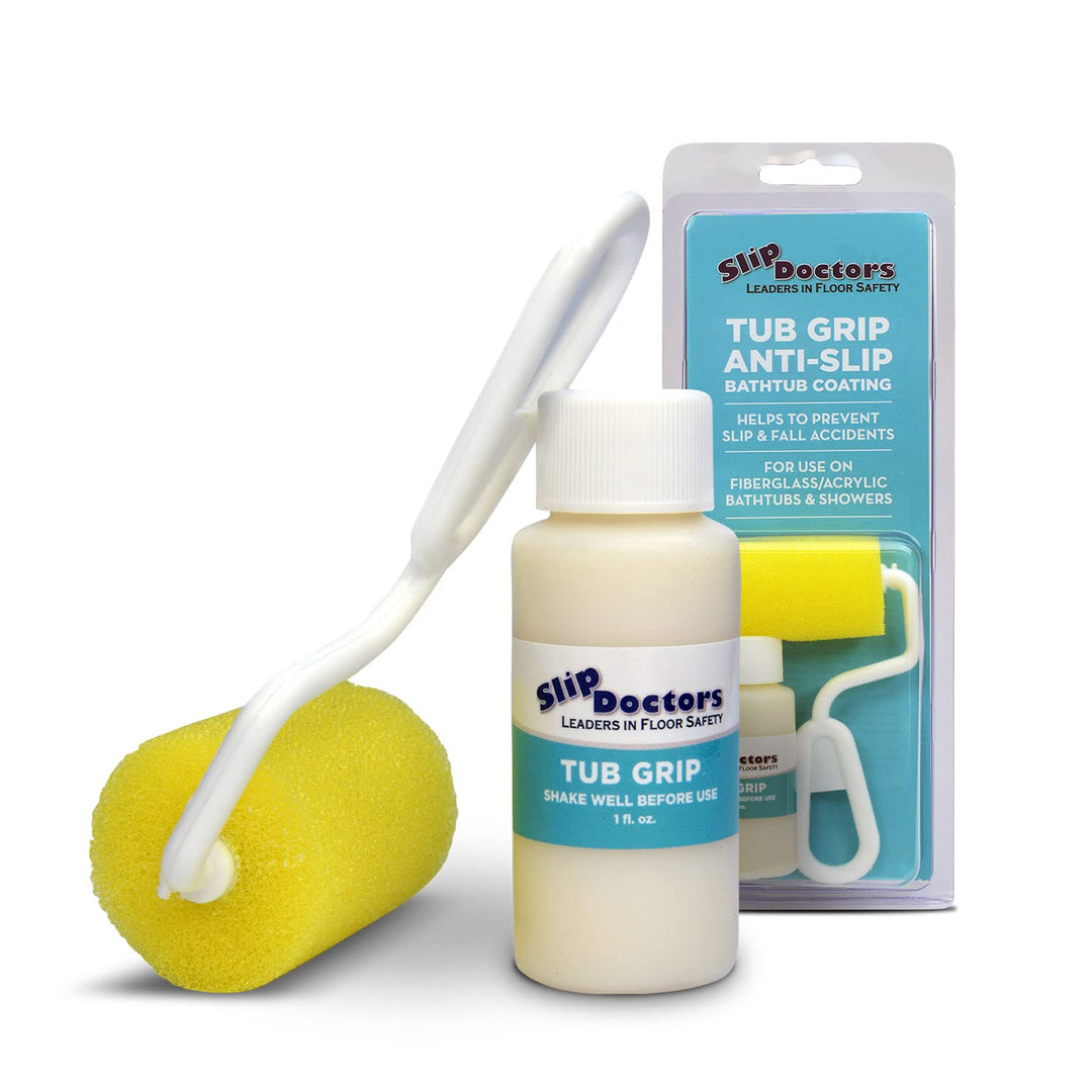 SlipDoctors Tub Grip Anti-Slip Bath &amp; Shower Floor Solution – Fixes Slippery Fiberglass &amp; Acrylic Bathtub or Showers – Clear Non-Slip Textured Coating