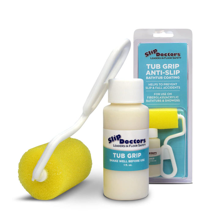 SlipDoctors Tub Grip Anti-Slip Bath &amp; Shower Floor Solution – Fixes Slippery Fiberglass &amp; Acrylic Bathtub or Showers – Clear Non-Slip Textured Coating