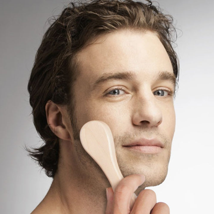 2pcs Natural Bristle Wood Handle Face Facial Skin Scrub Cleaner Cleansing Brush