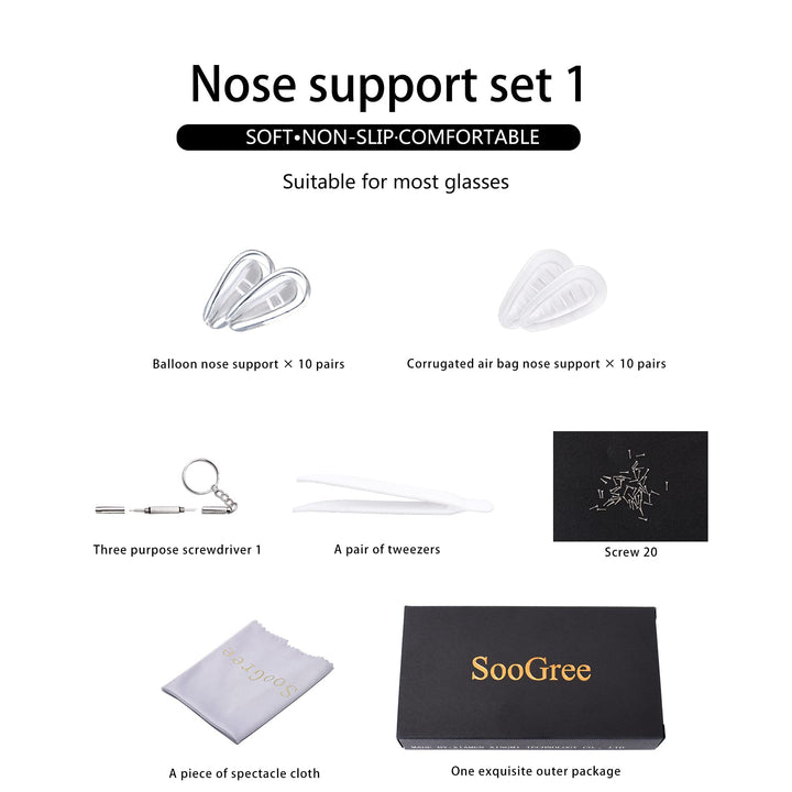 SooGree Soft Silicone Eyeglass Nose Pads Set 1, 20 Pair