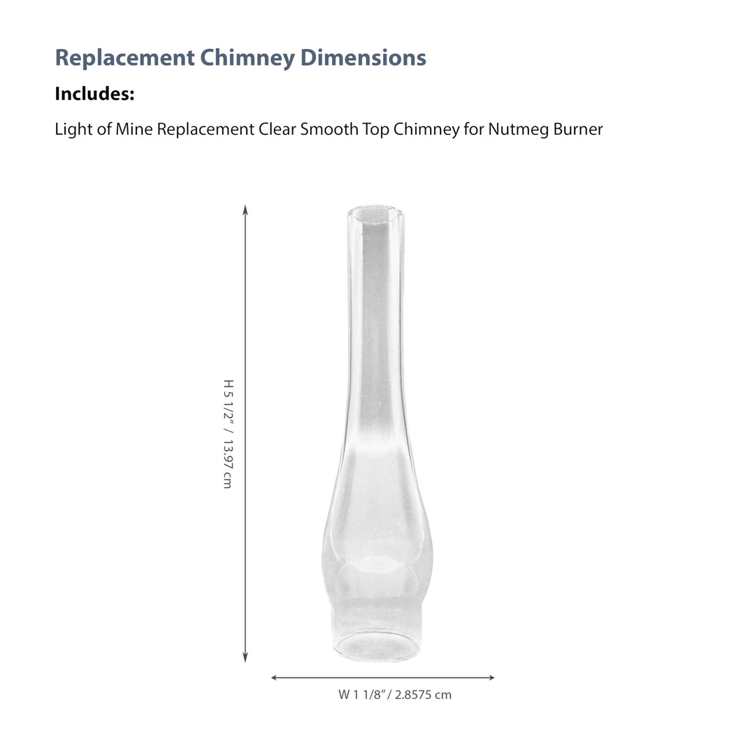 Light of Mine - 1 1/8 X 5 1/2 Oil Lamp Replacement Globe for #00 Nutmeg Burner
