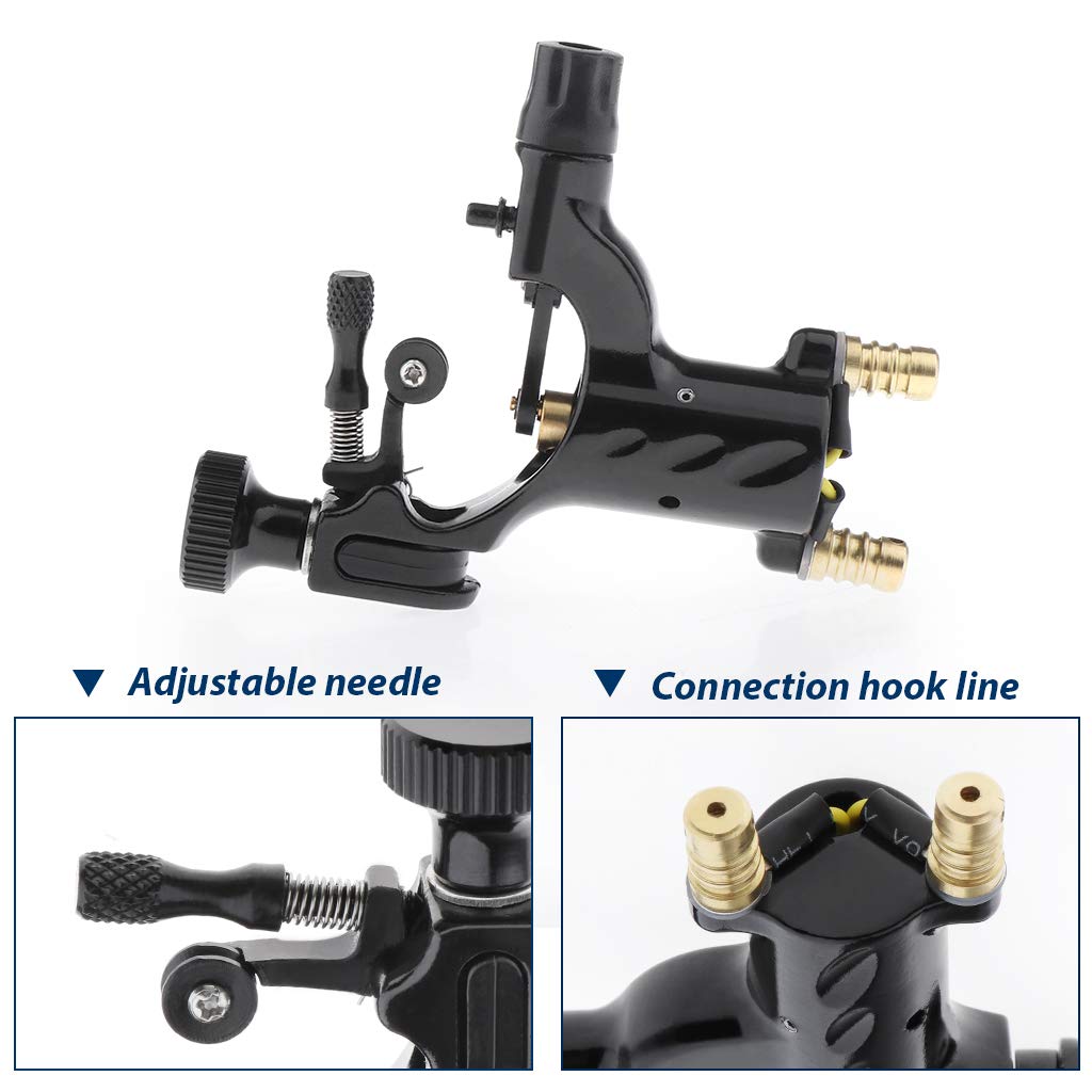 Rotary Tattoo Machine, Silent Alloy Dragonfly Rotary Motor for Liner Shader with Tattoo Machine Handle (Black)