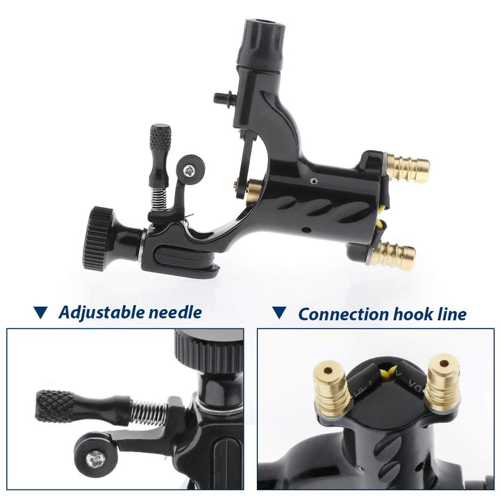 Rotary Tattoo Machine, Silent Alloy Dragonfly Rotary Motor for Liner Shader with Tattoo Machine Handle (Black)