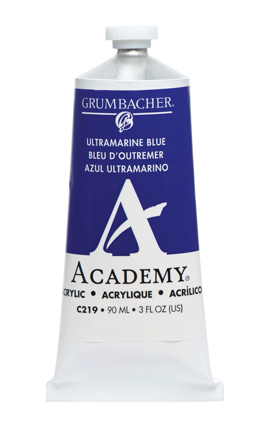 Academy Acrylic Paint, 90ml/3 oz Metal Tube, Ultramarine Blue