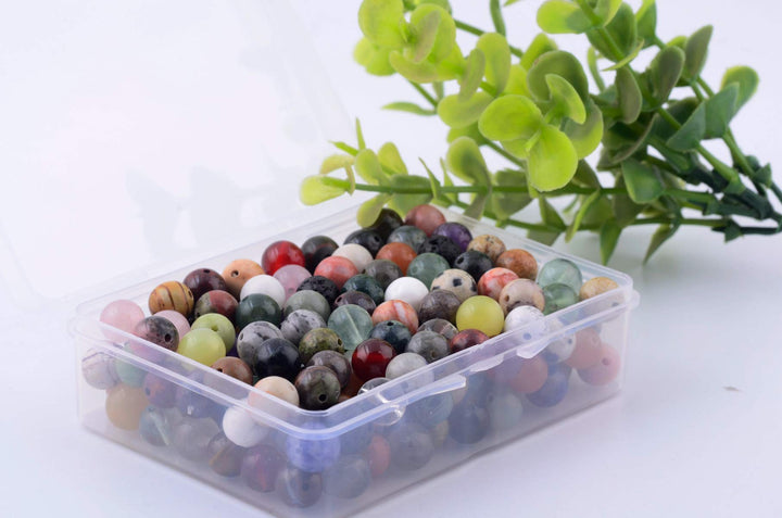 Natural Stone Beads 200pcs Mixed 8mm Round Genuine Real Stone Beading Loose Gemstone Hole Size 1mm DIY Charm Smooth Beads for Bracelet Necklace Earrings Jewelry Making (Stone Beads Mix 200pcs)